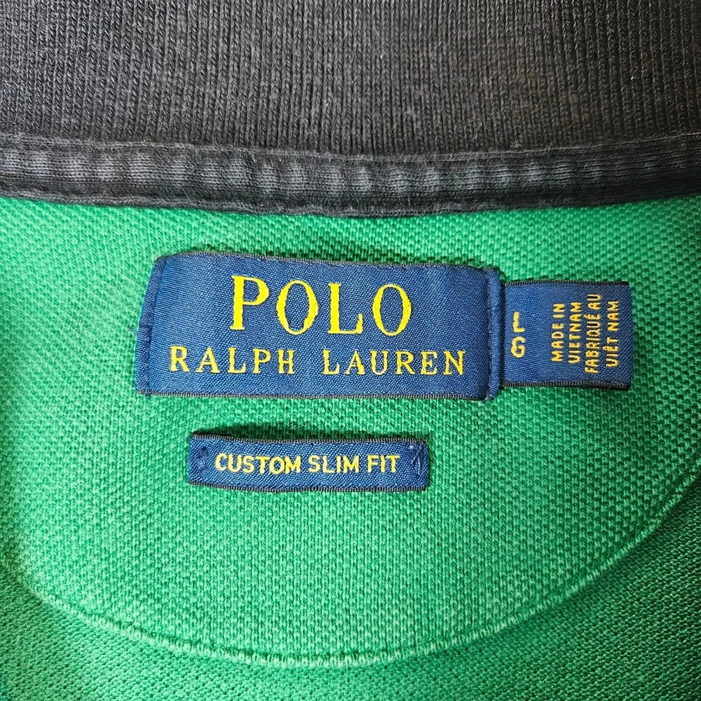 Polo Ralph Lauren Polo Shirt Mens L Green Brazil #5 Custom Slim Fit Logo Sash